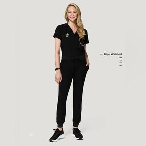 Mandala Black High-Waisted Jogger Scrubs